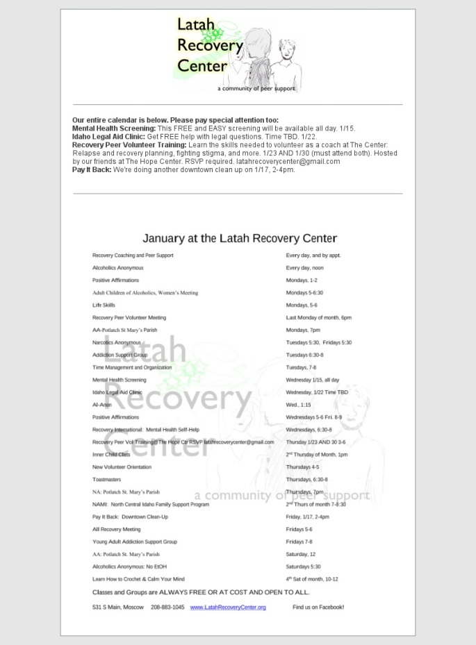 January at the Latah Recovery Center